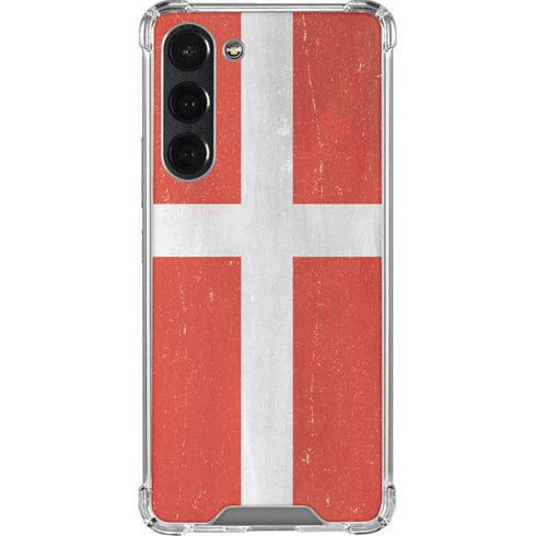 Denmark Flag Distressed Galaxy S23 Plus Clear Case